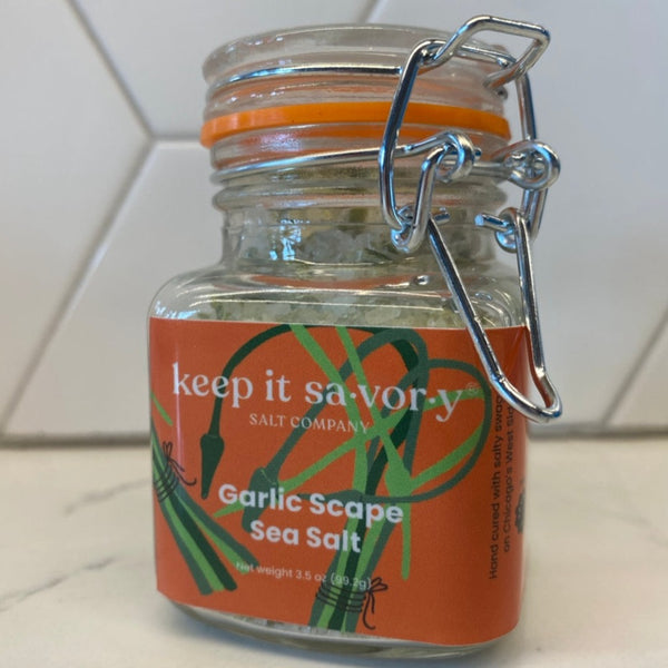 Garlic Scape Sea Salt *LIMITED STOCK* 3.5 oz Glass Jar