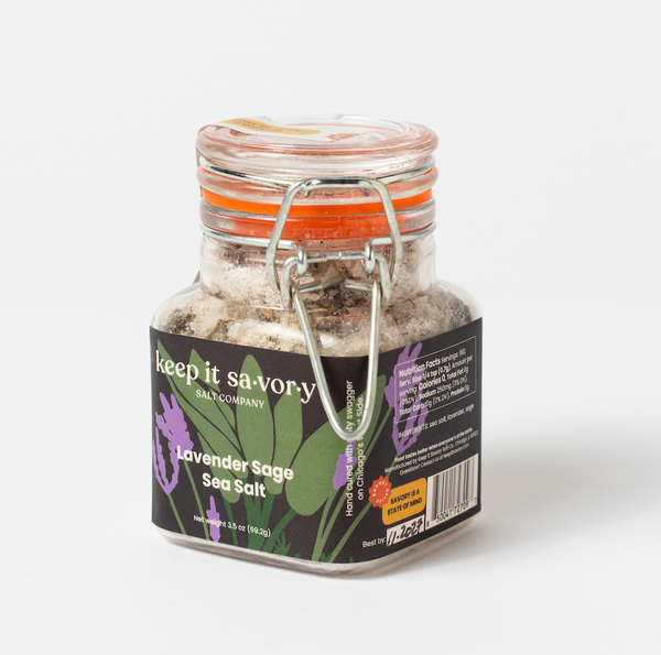 Lavender Sage Sea Salt 3.5oz Glass Jar
