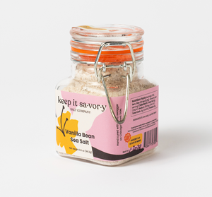 picture of jar of Vanilla Bean salt with label