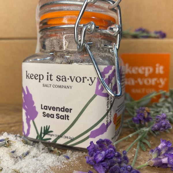 Lavender Sea Salt 3.5 oz Glass Jar